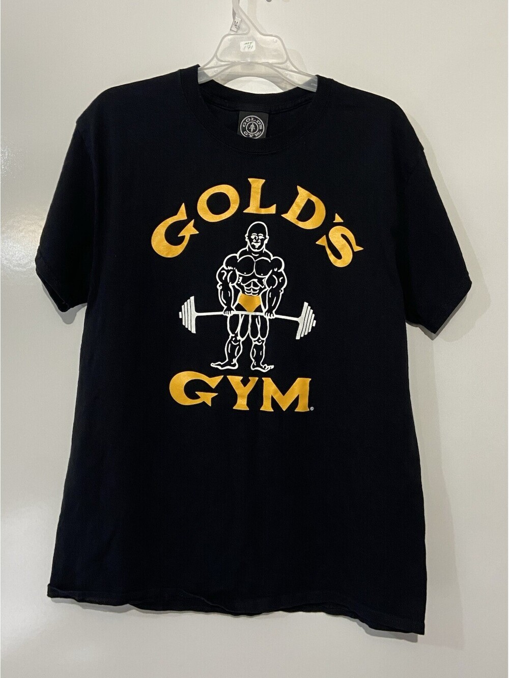 Mens GOLD'S GYM Vintage Black Classic Logo T Shirt Sz L